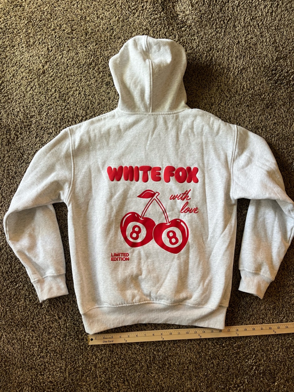White Fox With Love In The Moment 88 Red Cherry Hoodie XS/S Gray Marle